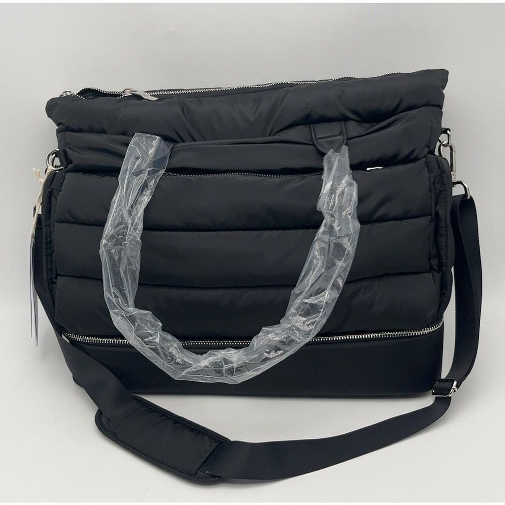iPack Puffy Tote Quilted Black Nylon Crossbody Bag NWT Style 25192A